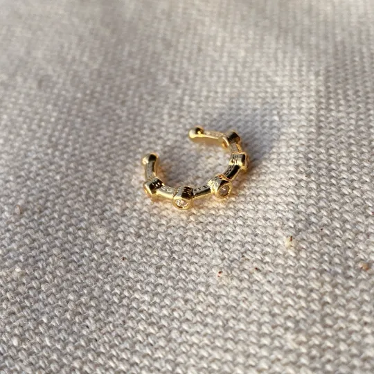 18k Gold Filled Ear Cuff With Bezel Cubic Zirconia