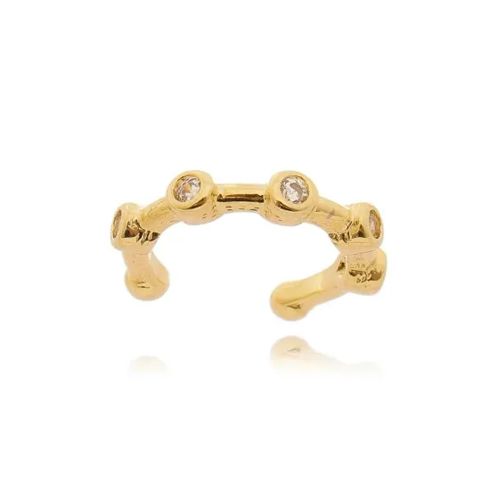 18k Gold Filled Ear Cuff With Bezel Cubic Zirconia