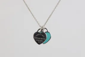 18" Tiffany & Co. Return to Tiffany Blue Double Heart Tag Necklace (2.72g.)