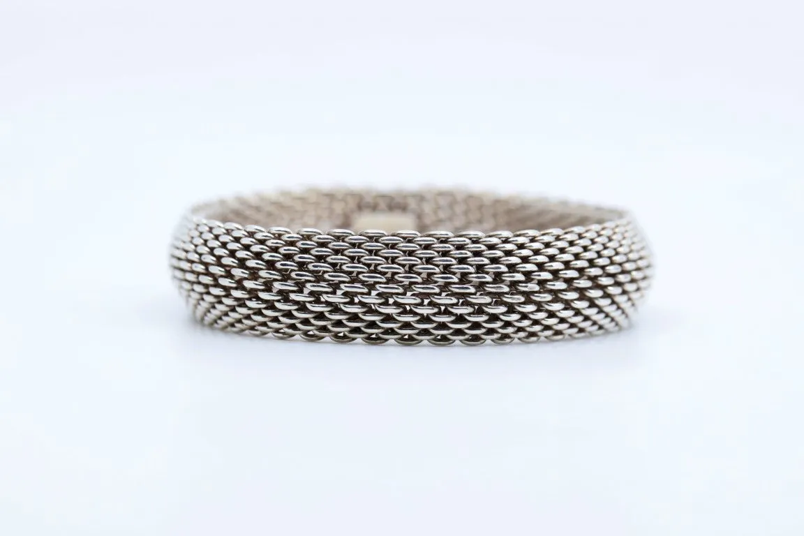 8'' Tiffany & Co 925 Silver Mesh Somerset Bracelet (58.60g.)