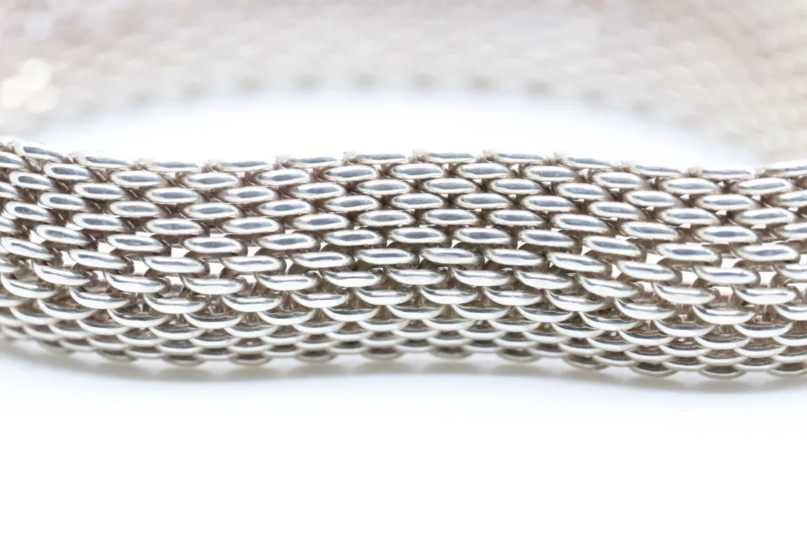 8'' Tiffany & Co 925 Silver Mesh Somerset Bracelet (58.60g.)