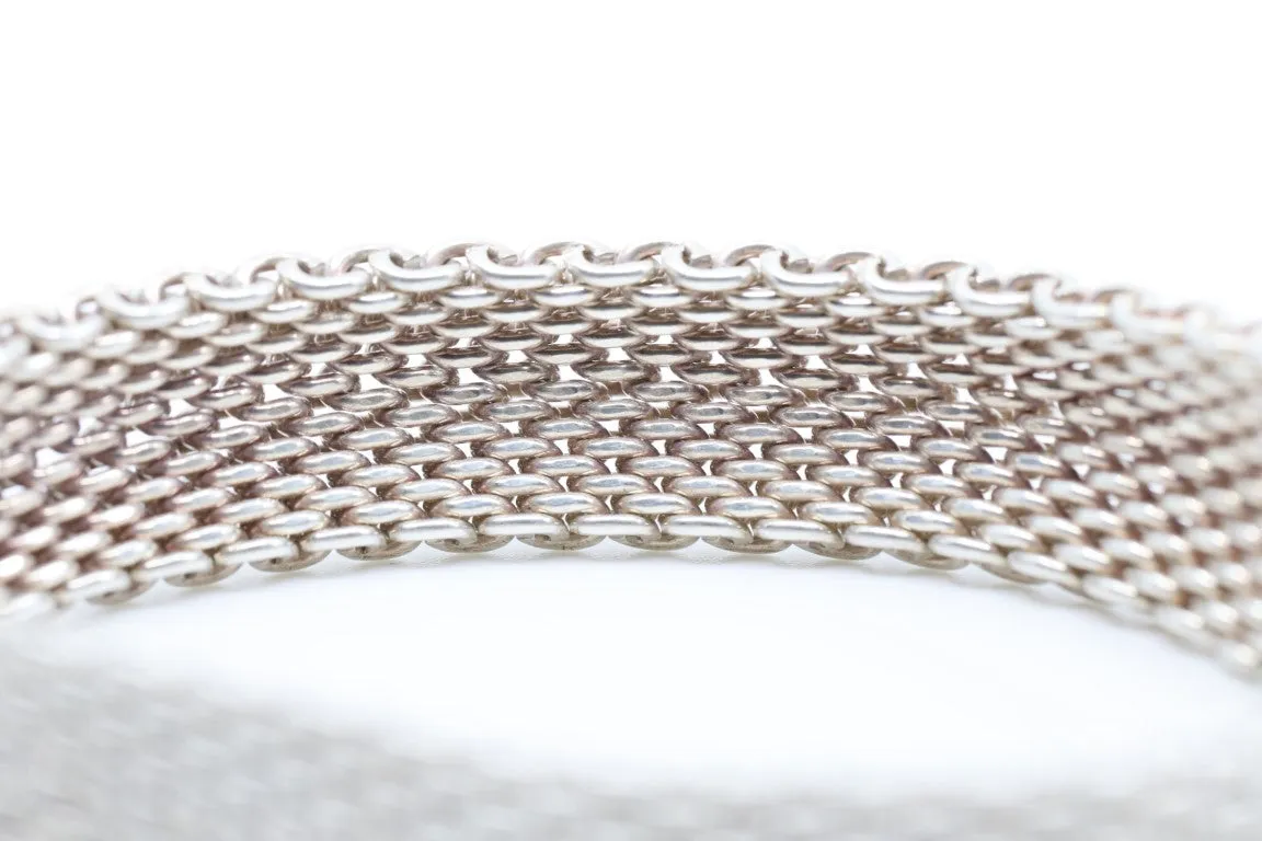 8'' Tiffany & Co 925 Silver Mesh Somerset Bracelet (58.60g.)