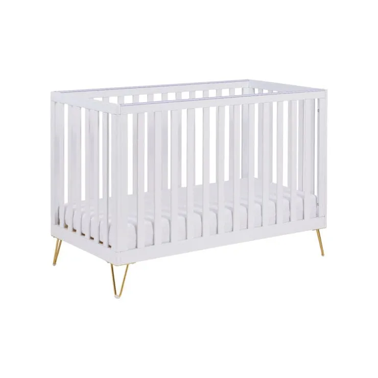 Babymore Kimi Cot Bed with Fibre Mattress - White