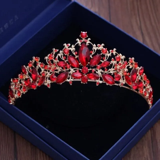 Baroque Rhinestone Bridal Jewelry Sets Crown Necklace Earrings