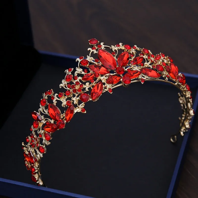 Baroque Rhinestone Bridal Jewelry Sets Crown Necklace Earrings