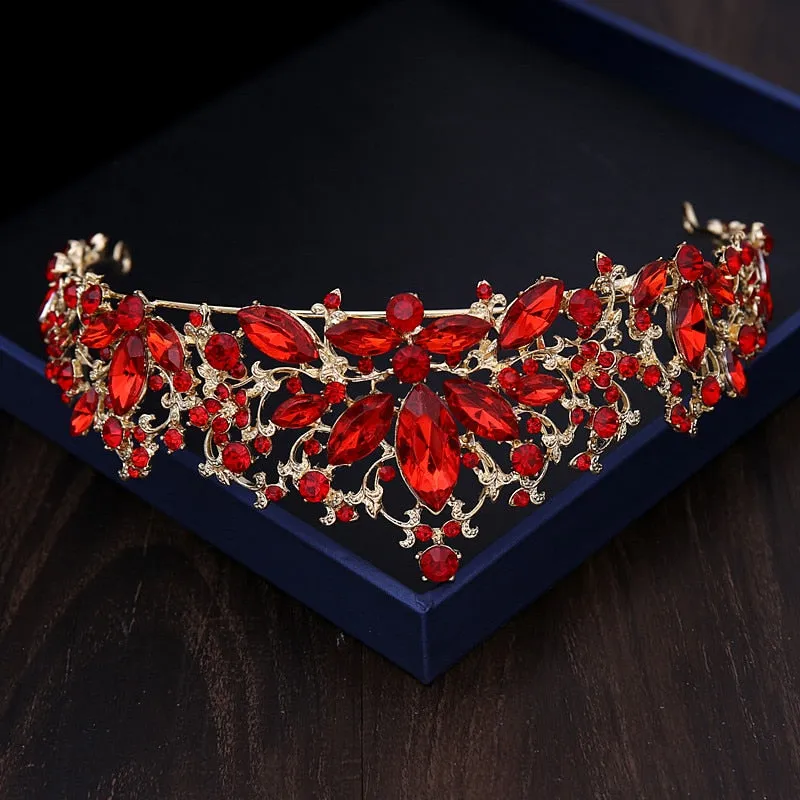 Baroque Rhinestone Bridal Jewelry Sets Crown Necklace Earrings