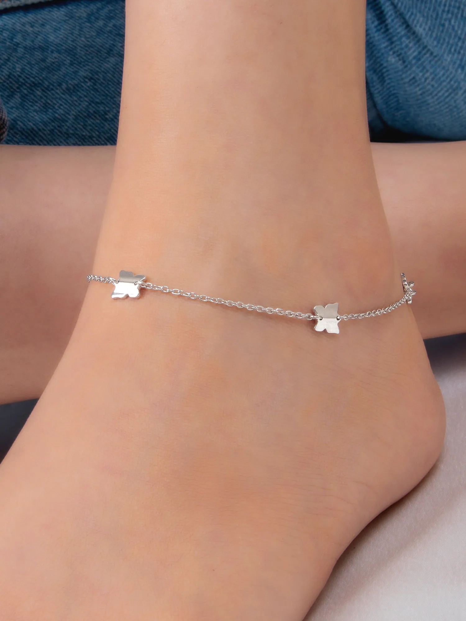 Butterfly Anklet For Women In Pure Silver