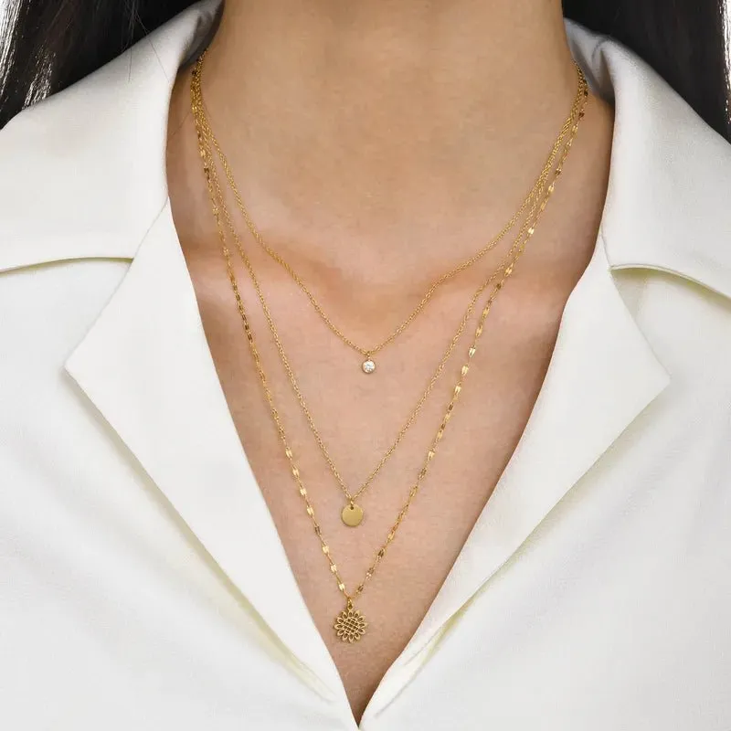 CHLOE THREE LAYERED STAINLESS STEEL NECKLACE