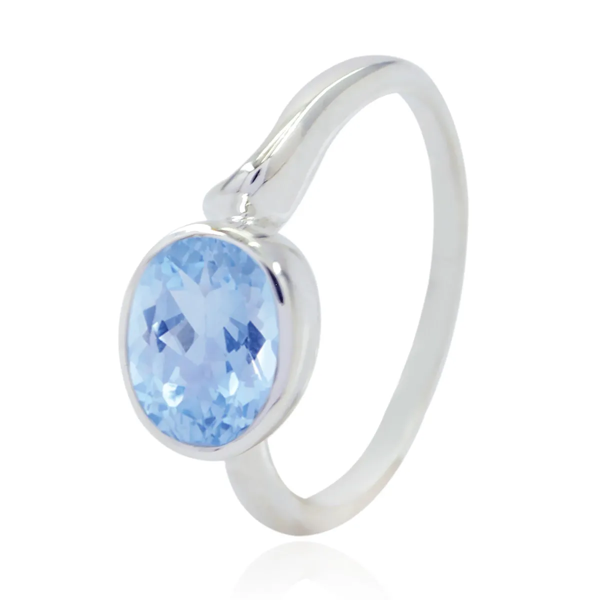 Engaging Gemstones Blue Topaz 925 Silver Rings Jewelry Pawn Shop