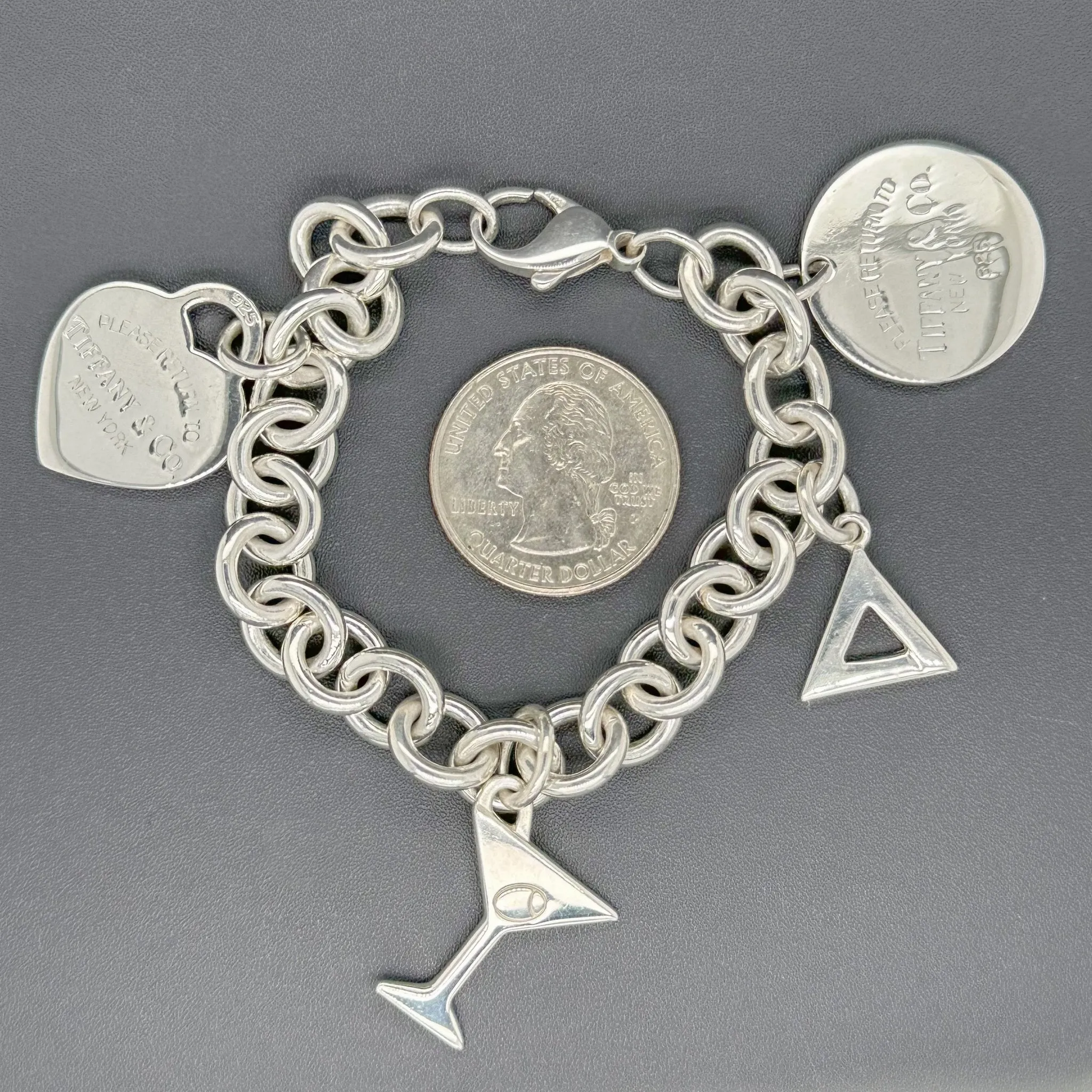 Estate Tiffany & Co. SS Martini Charm Bracelet