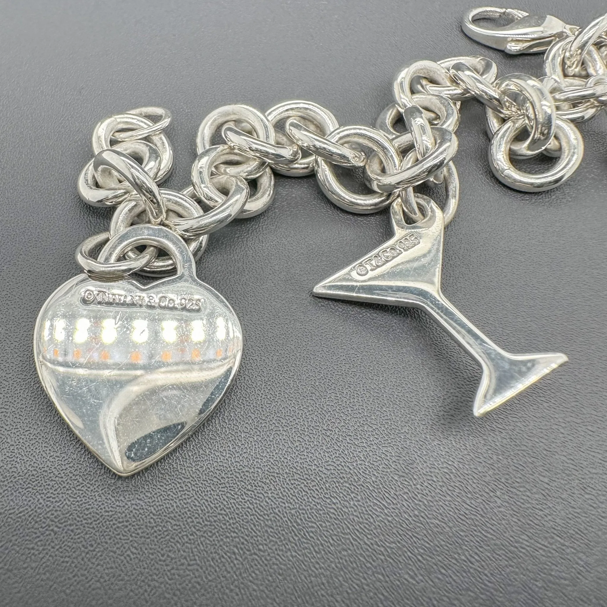 Estate Tiffany & Co. SS Martini Charm Bracelet