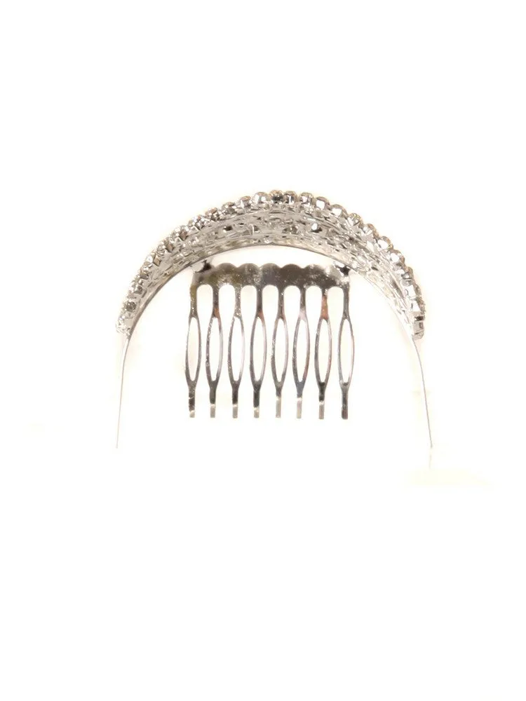 Girls AB Silver Rhinestone Pageant Flower Girl Comb Tiara