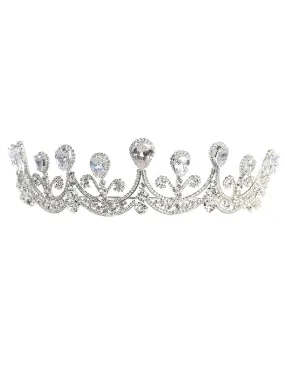Girls Silver Crystal Adorned Princess Wedding Pageant Tiara