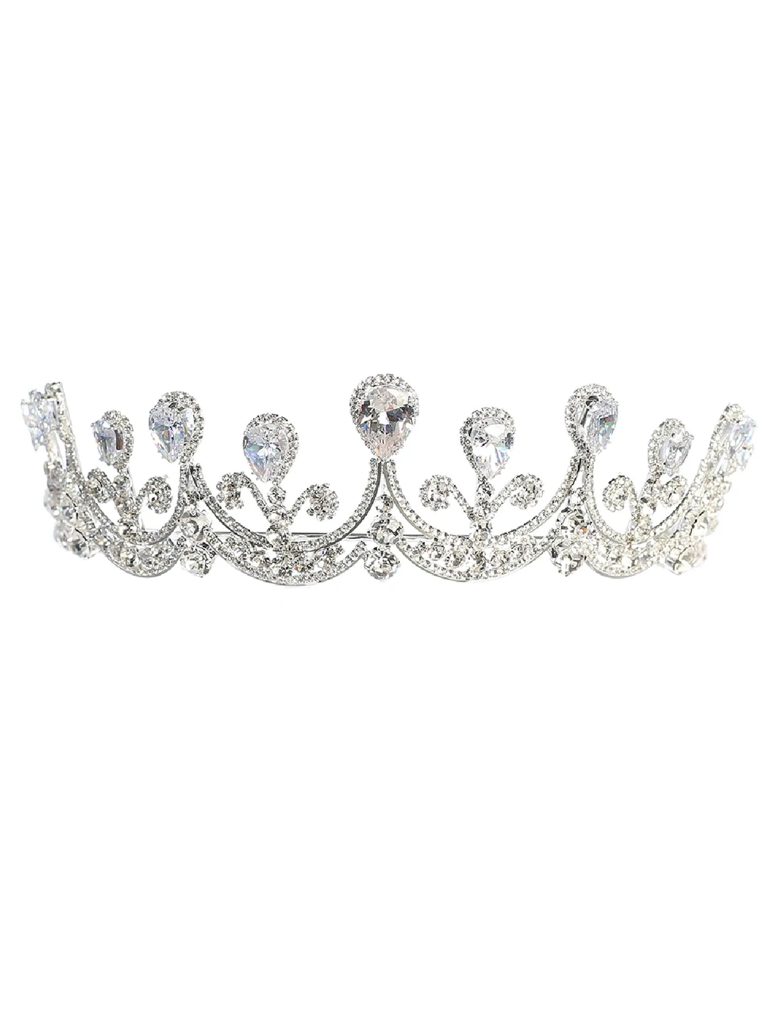 Girls Silver Crystal Adorned Princess Wedding Pageant Tiara