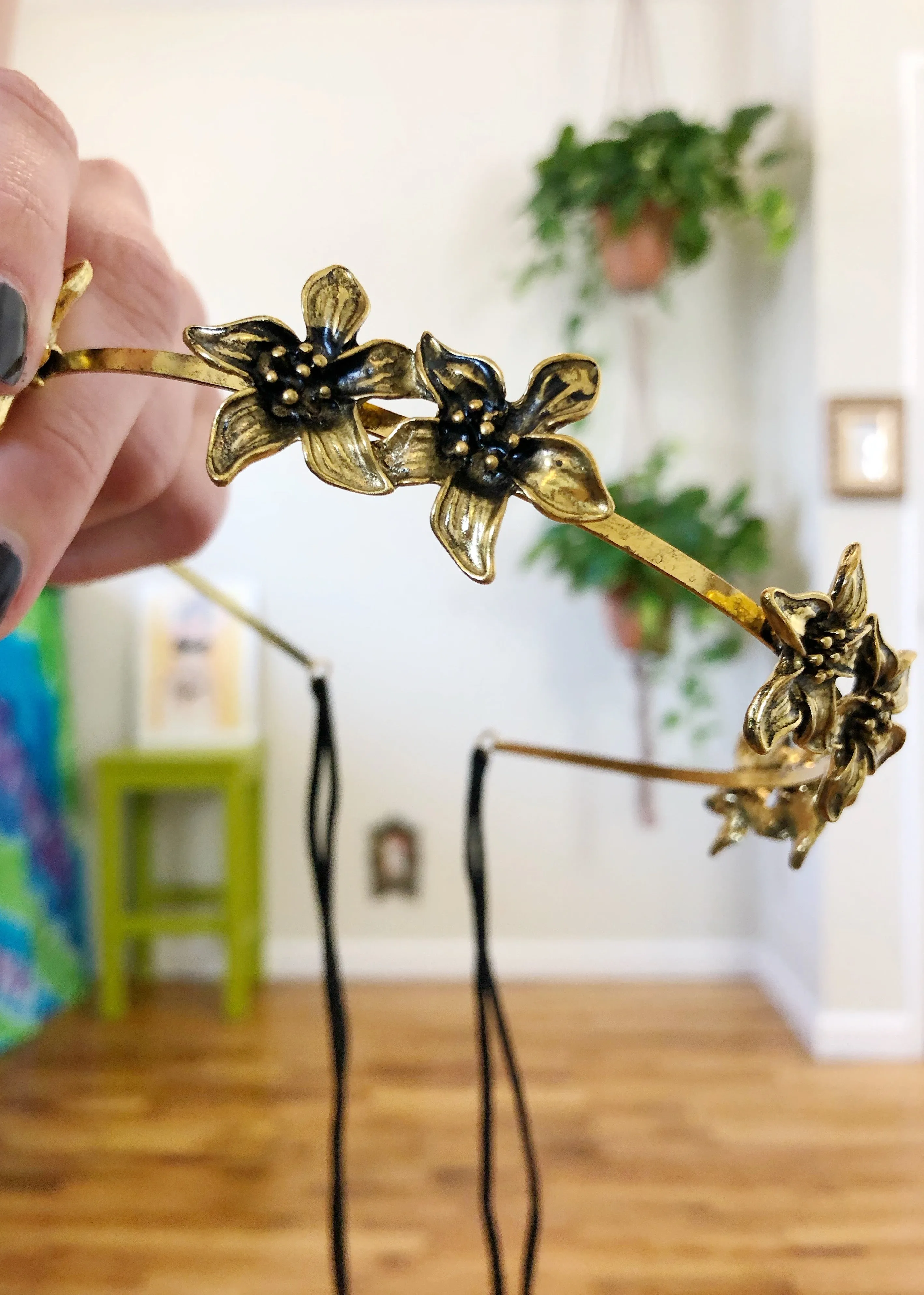 Golden Floral Tiara Headband
