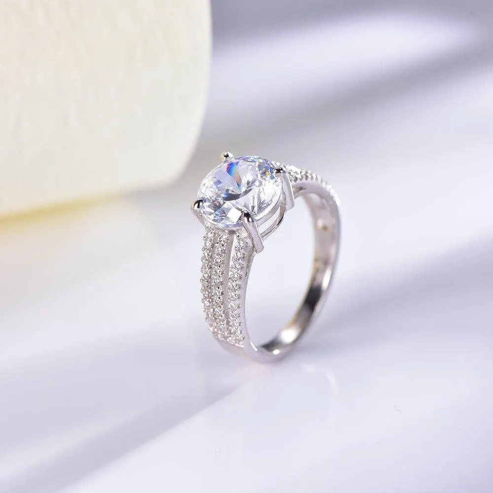 luxury Round Cut Cubic Zirconia Diamond Eternity Engagement Ring