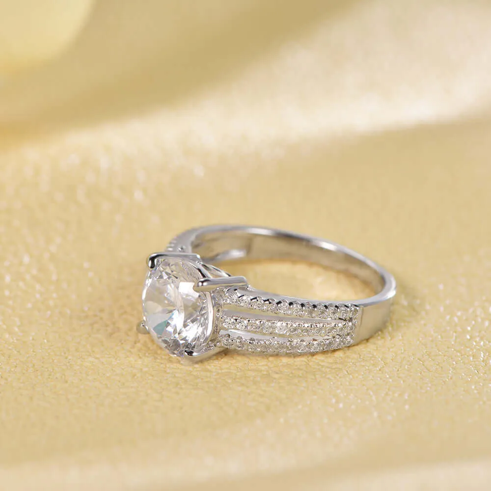 luxury Round Cut Cubic Zirconia Diamond Eternity Engagement Ring