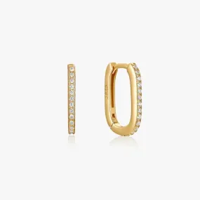 Oval Pave Huggies in Gold
