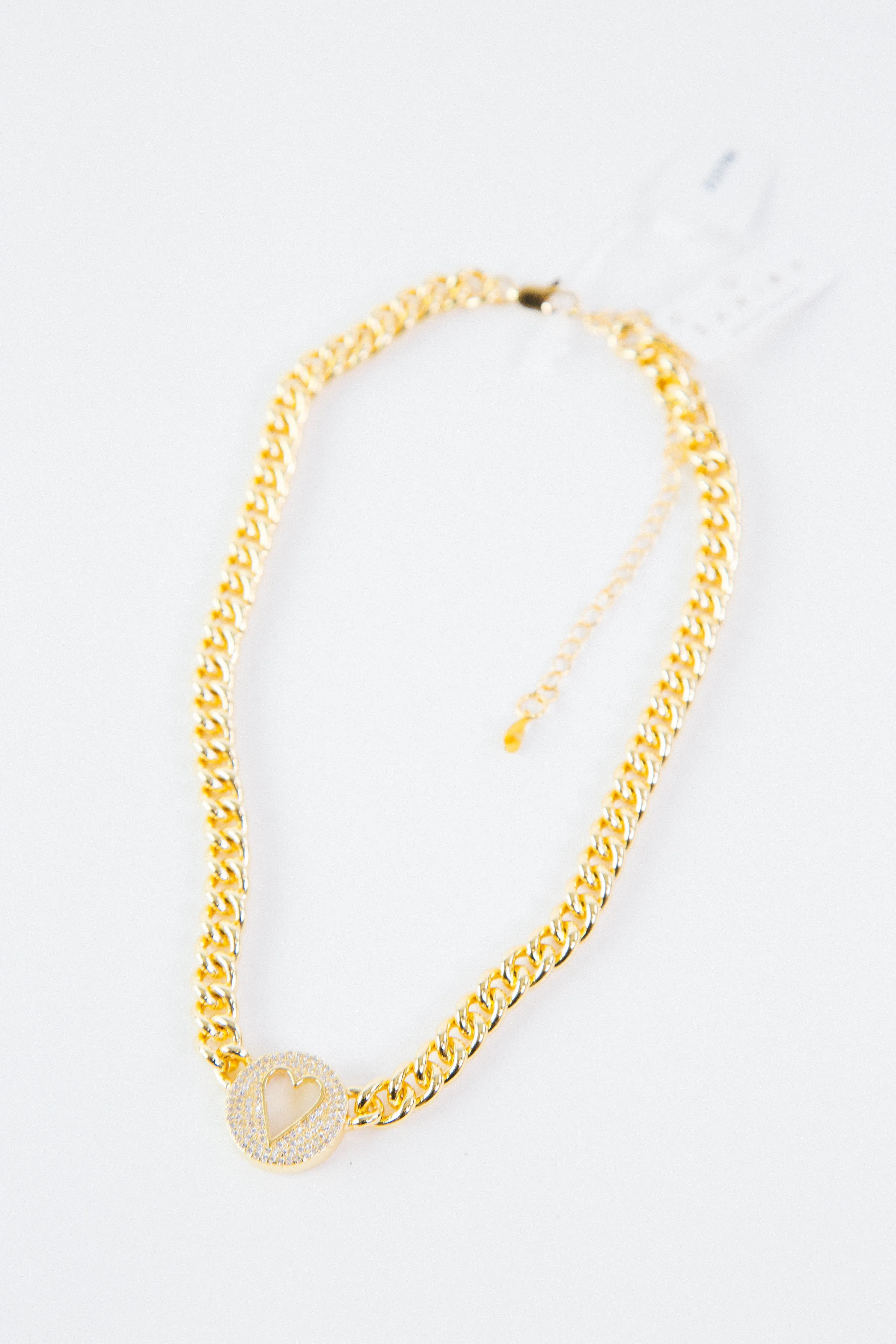 Pave Heart Chain Necklace | Sahira Jewelry