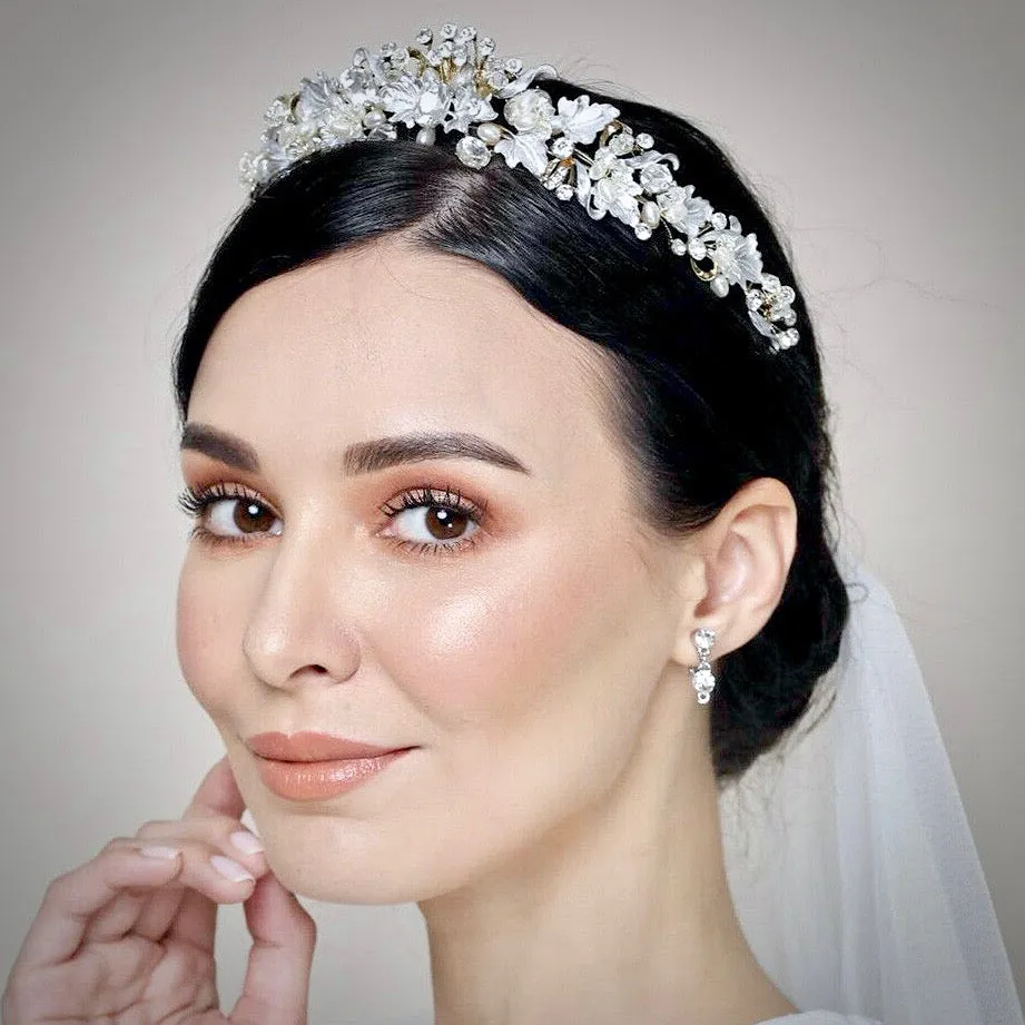 "Giada" - Bridal 3-Piece Jewelry Set With Tiara - Available in Gold and Silver