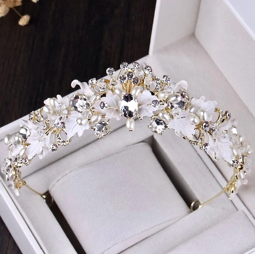 "Giada" - Bridal 3-Piece Jewelry Set With Tiara - Available in Gold and Silver