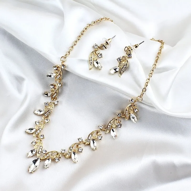 "Iolanda" - Gold Bridal 3-Piece Jewelry Set With Tiara