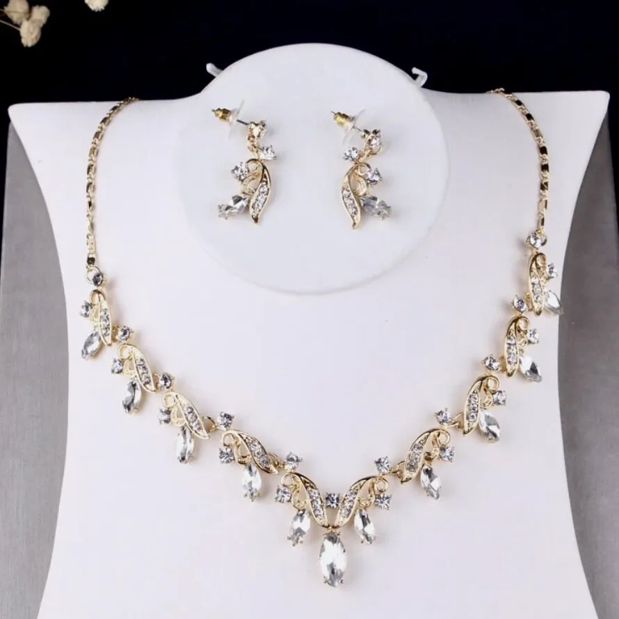 "Iolanda" - Gold Bridal 3-Piece Jewelry Set With Tiara
