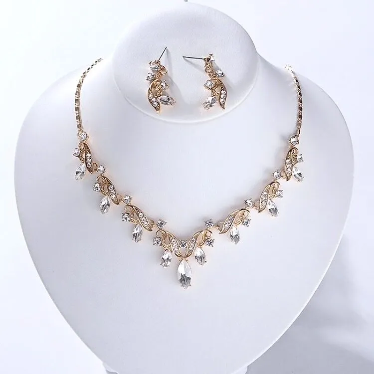 "Iolanda" - Gold Bridal 3-Piece Jewelry Set With Tiara