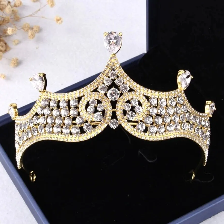 "Iolanda" - Gold Bridal 3-Piece Jewelry Set With Tiara