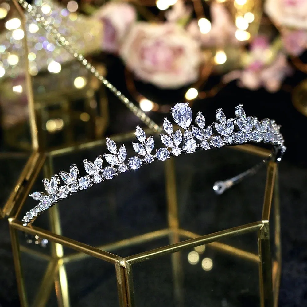 "Ivelina" - Silver Cubic Zirconia Bridal Tiara