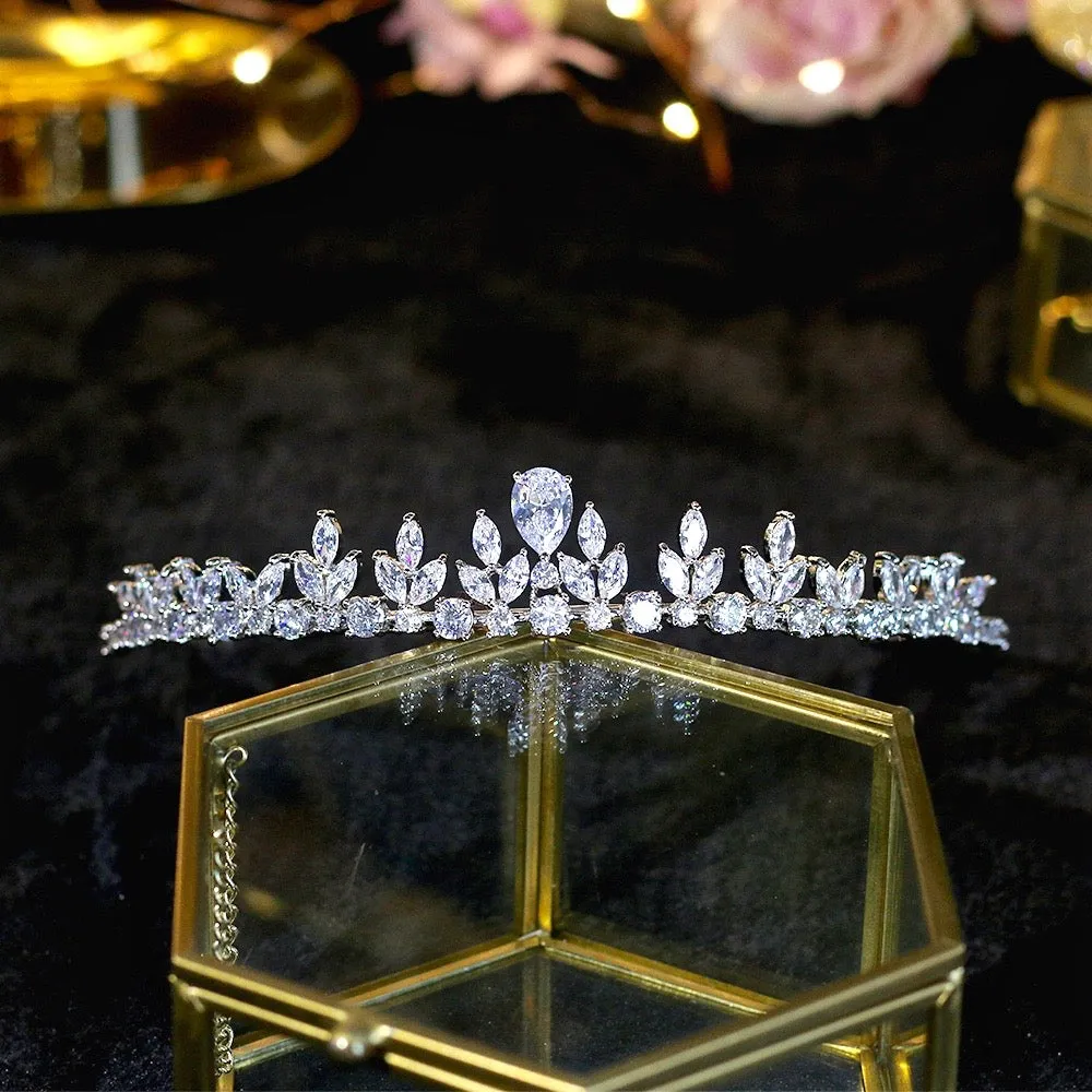"Ivelina" - Silver Cubic Zirconia Bridal Tiara