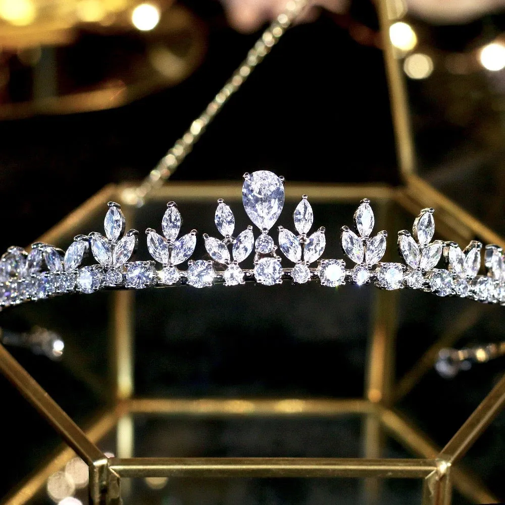 "Ivelina" - Silver Cubic Zirconia Bridal Tiara