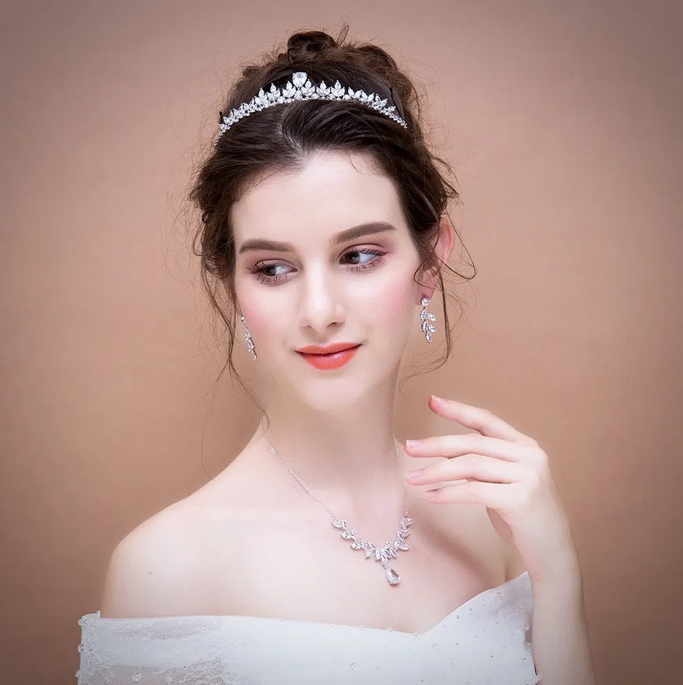 "Ivelina" - Silver Cubic Zirconia Bridal Tiara