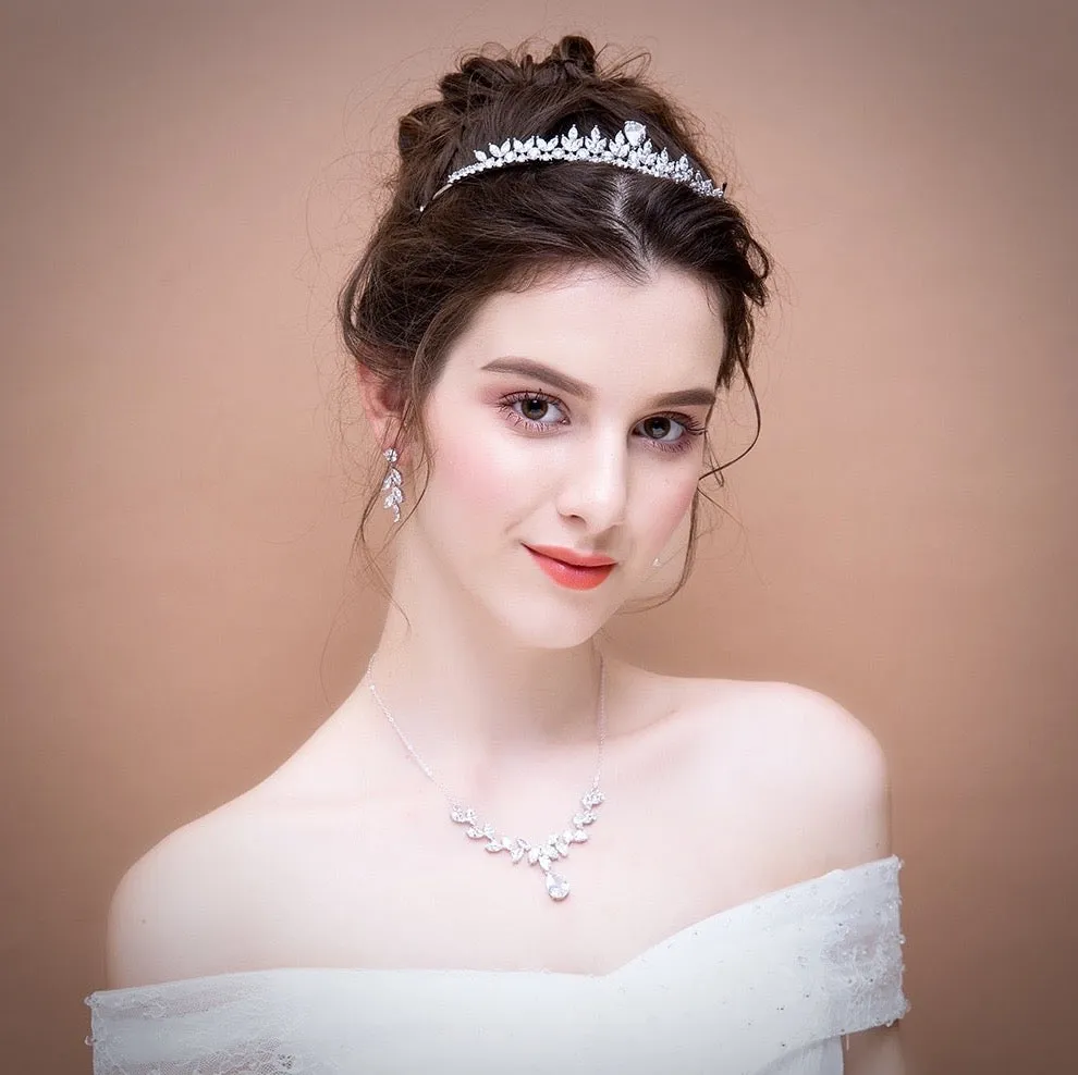 "Ivelina" - Silver Cubic Zirconia Bridal Tiara