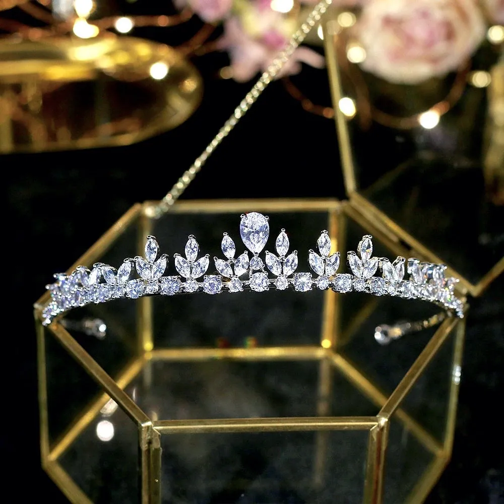 "Ivelina" - Silver Cubic Zirconia Bridal Tiara