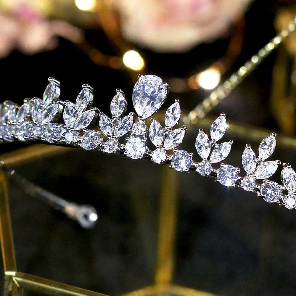 "Ivelina" - Silver Cubic Zirconia Bridal Tiara