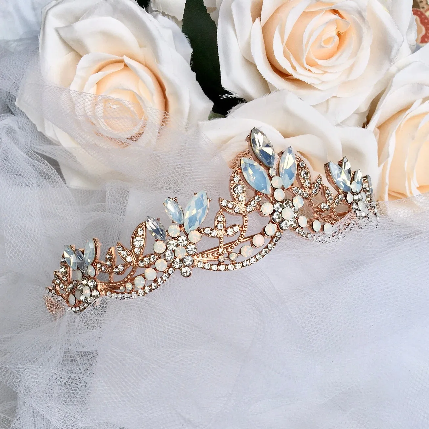 "Maelynn" - Opal Bridal Tiara - Available in Silver and Rose Gold