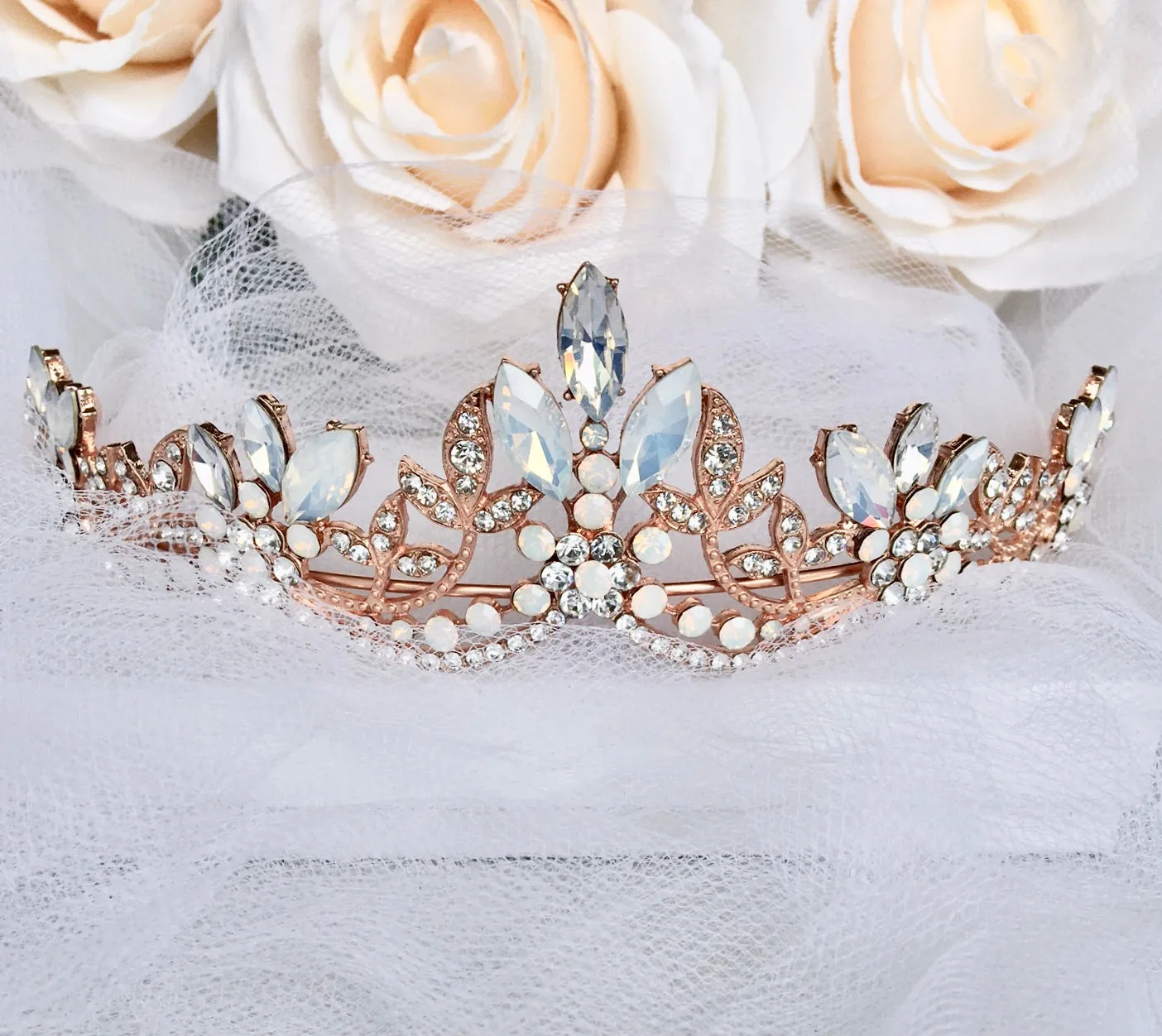 "Maelynn" - Opal Bridal Tiara - Available in Silver and Rose Gold