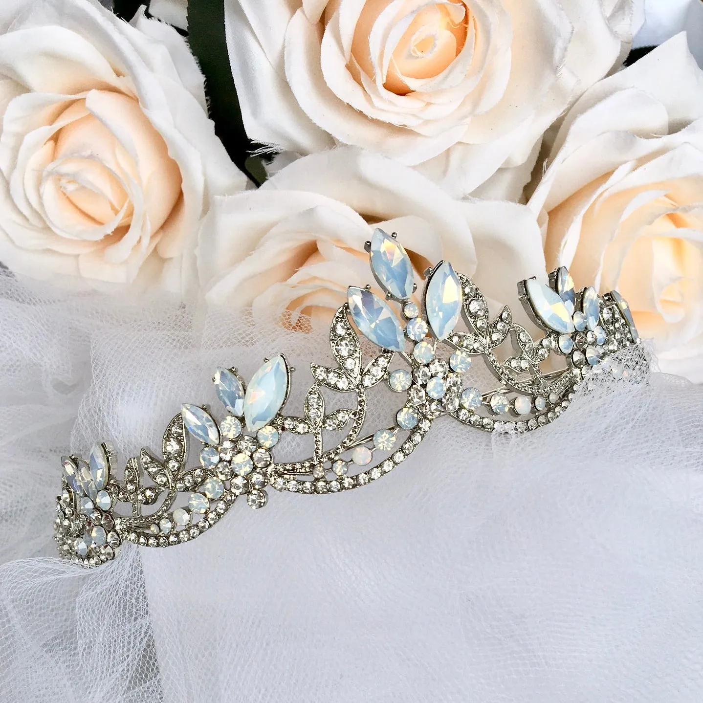 "Maelynn" - Opal Bridal Tiara - Available in Silver and Rose Gold