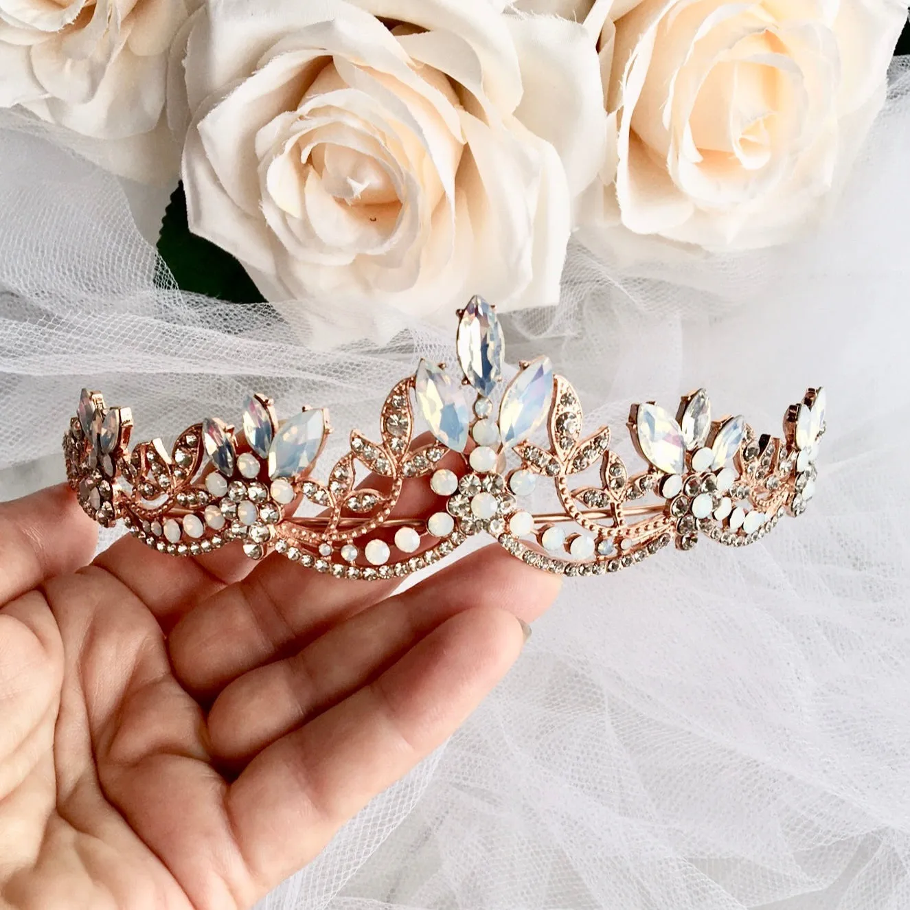 "Maelynn" - Opal Bridal Tiara - Available in Silver and Rose Gold