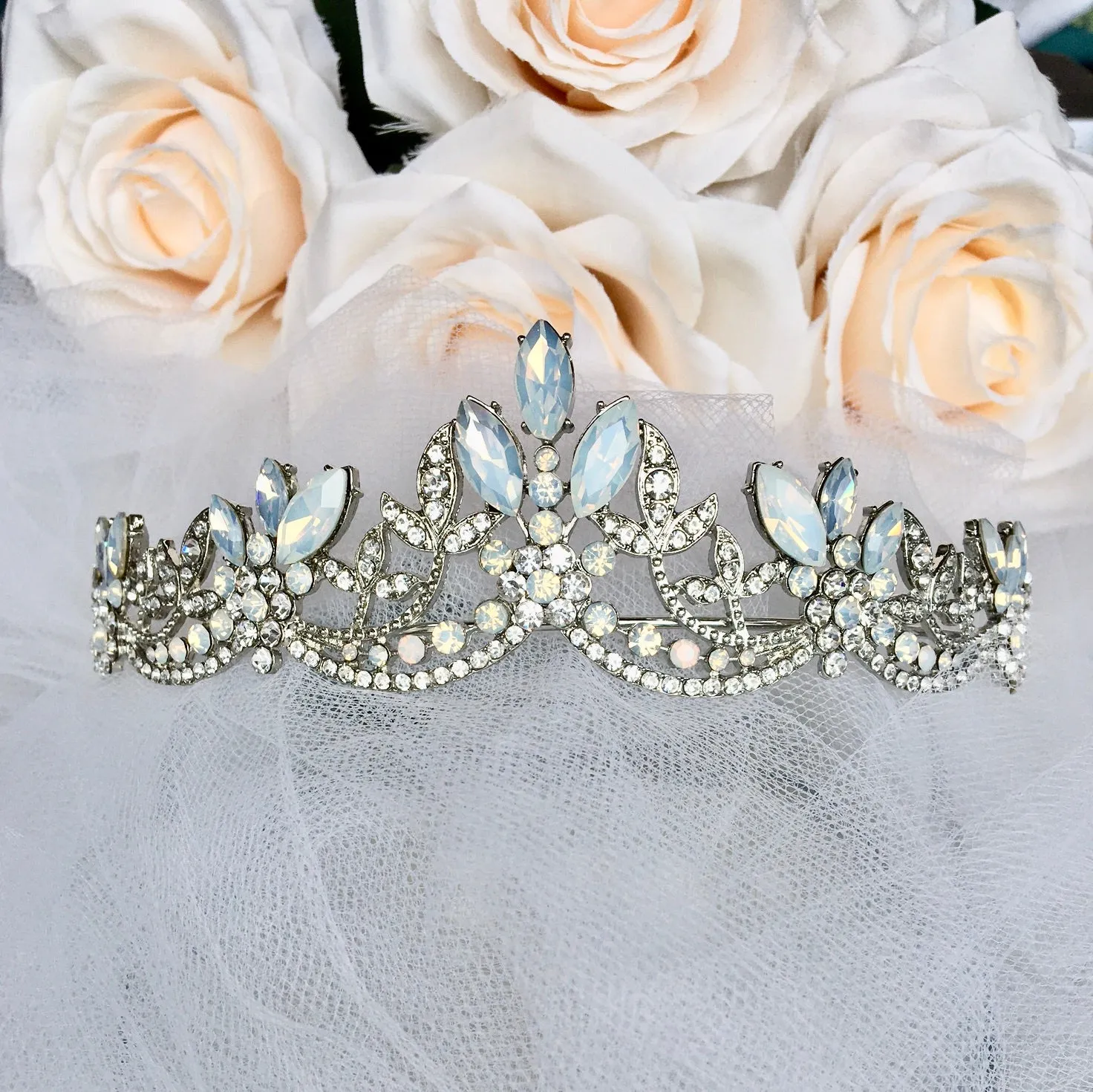 "Maelynn" - Opal Bridal Tiara - Available in Silver and Rose Gold