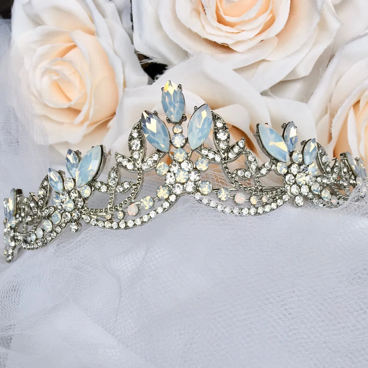"Maelynn" - Opal Bridal Tiara - Available in Silver and Rose Gold