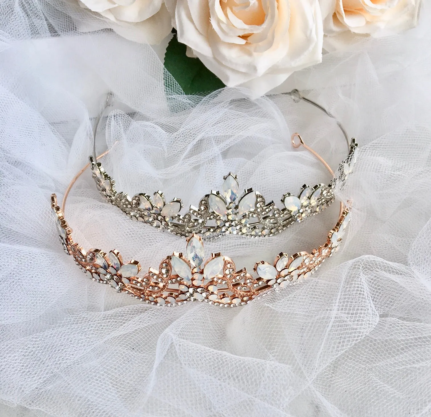 "Maelynn" - Opal Bridal Tiara - Available in Silver and Rose Gold