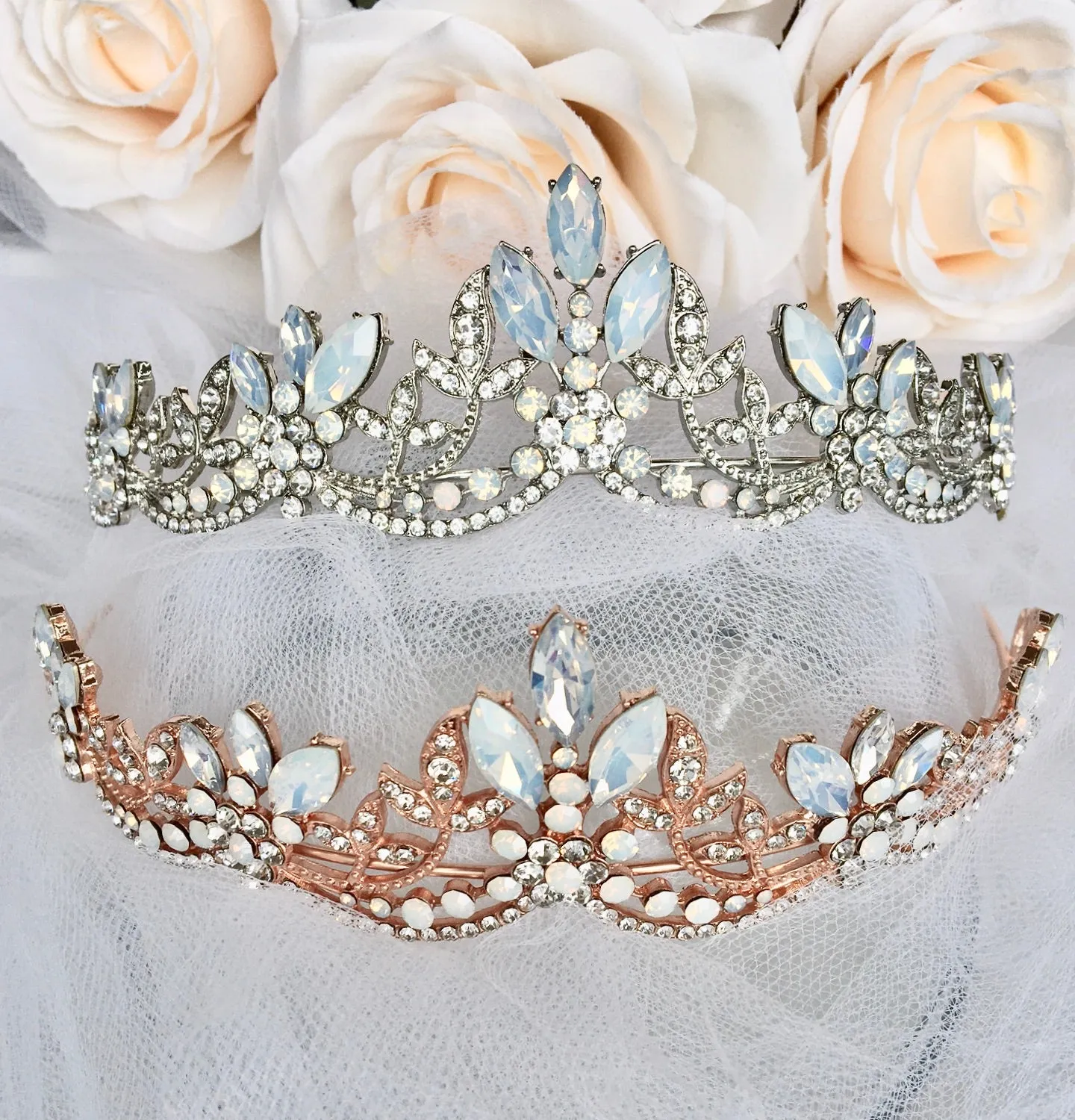 "Maelynn" - Opal Bridal Tiara - Available in Silver and Rose Gold