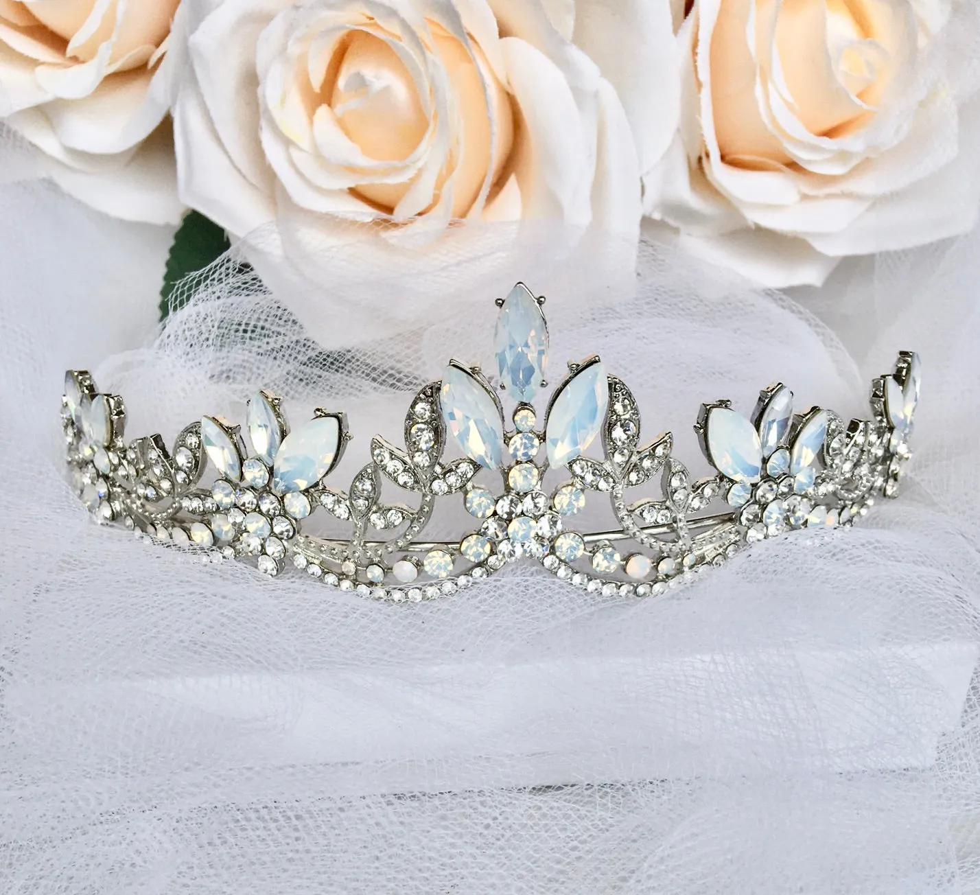 "Maelynn" - Opal Bridal Tiara - Available in Silver and Rose Gold