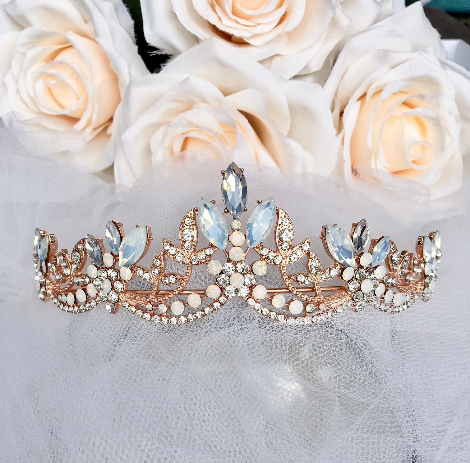 "Maelynn" - Opal Bridal Tiara - Available in Silver and Rose Gold
