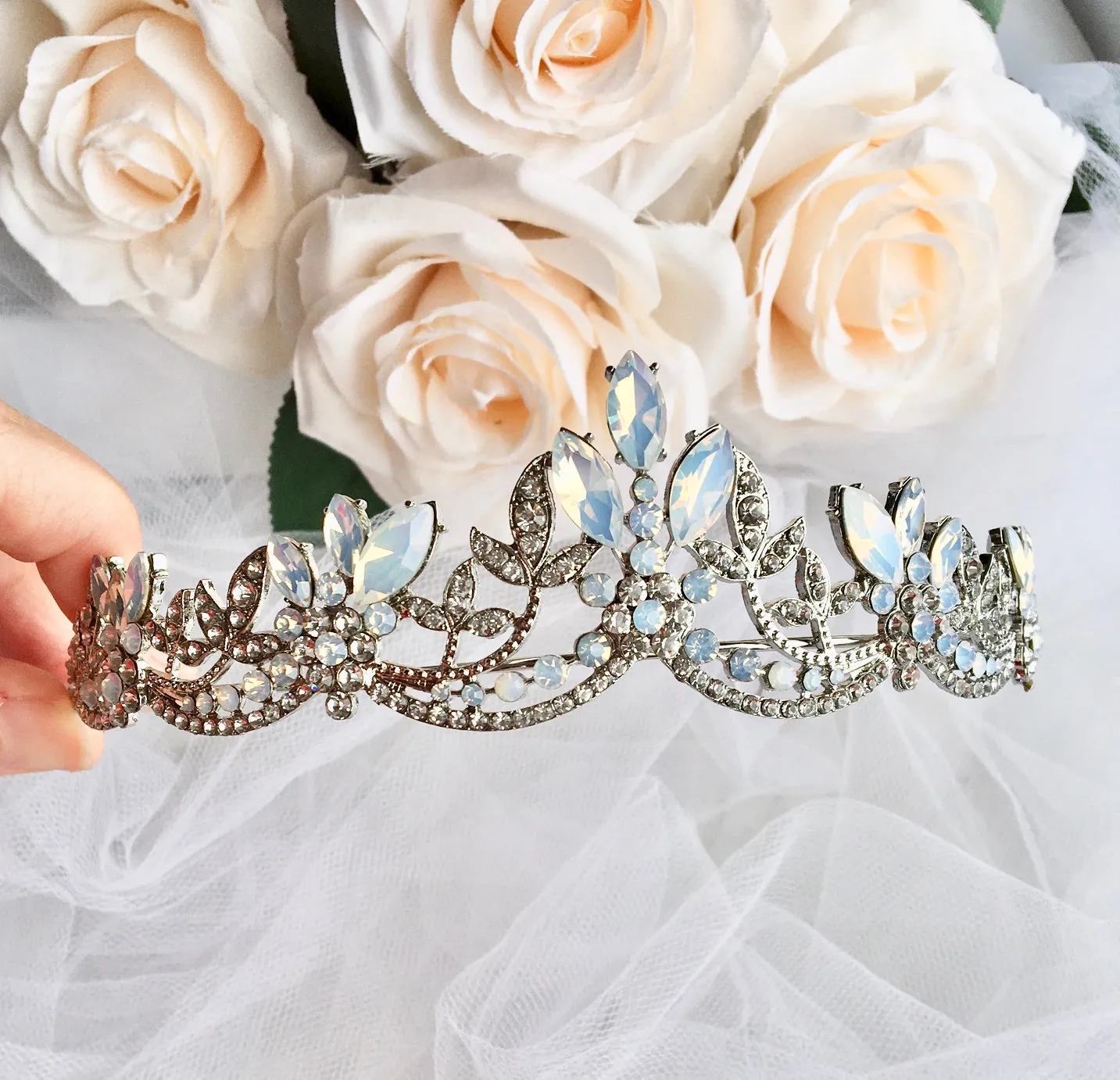 "Maelynn" - Opal Bridal Tiara - Available in Silver and Rose Gold