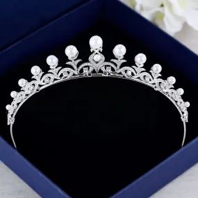 "Nadine" - Wedding Pearl and Cubic Zirconia Tiara