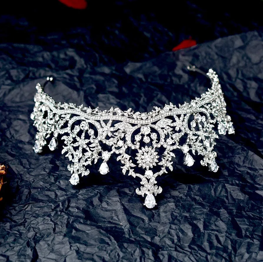 "Peyton" - Silver Cubic Zirconia Bridal Tiara