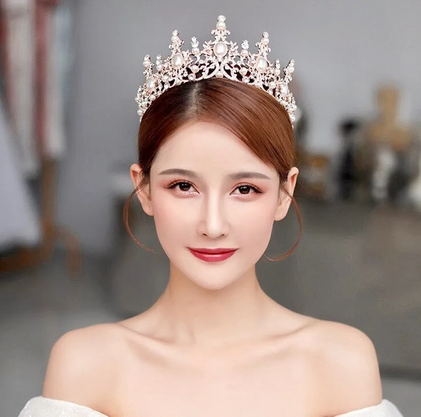 "Versailles" - French Glamour Pearl Wedding Tiara - Available in Silver and Rose Gold
